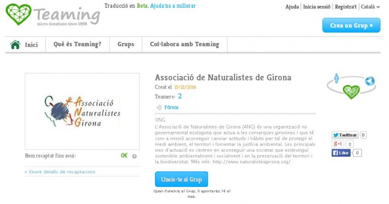 Fes TEAMING i fes-te NATUS! Amb 1€ al mes salves la natura!