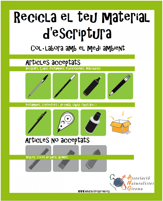 L’ANG posa en marxa una campanya de reciclatge de materials d'escriptura per recolzar la defensa del territori