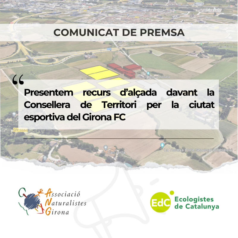 Presentem recurs d’alçada davant la Consellera de Territori per la ciutat esportiva del Girona FC